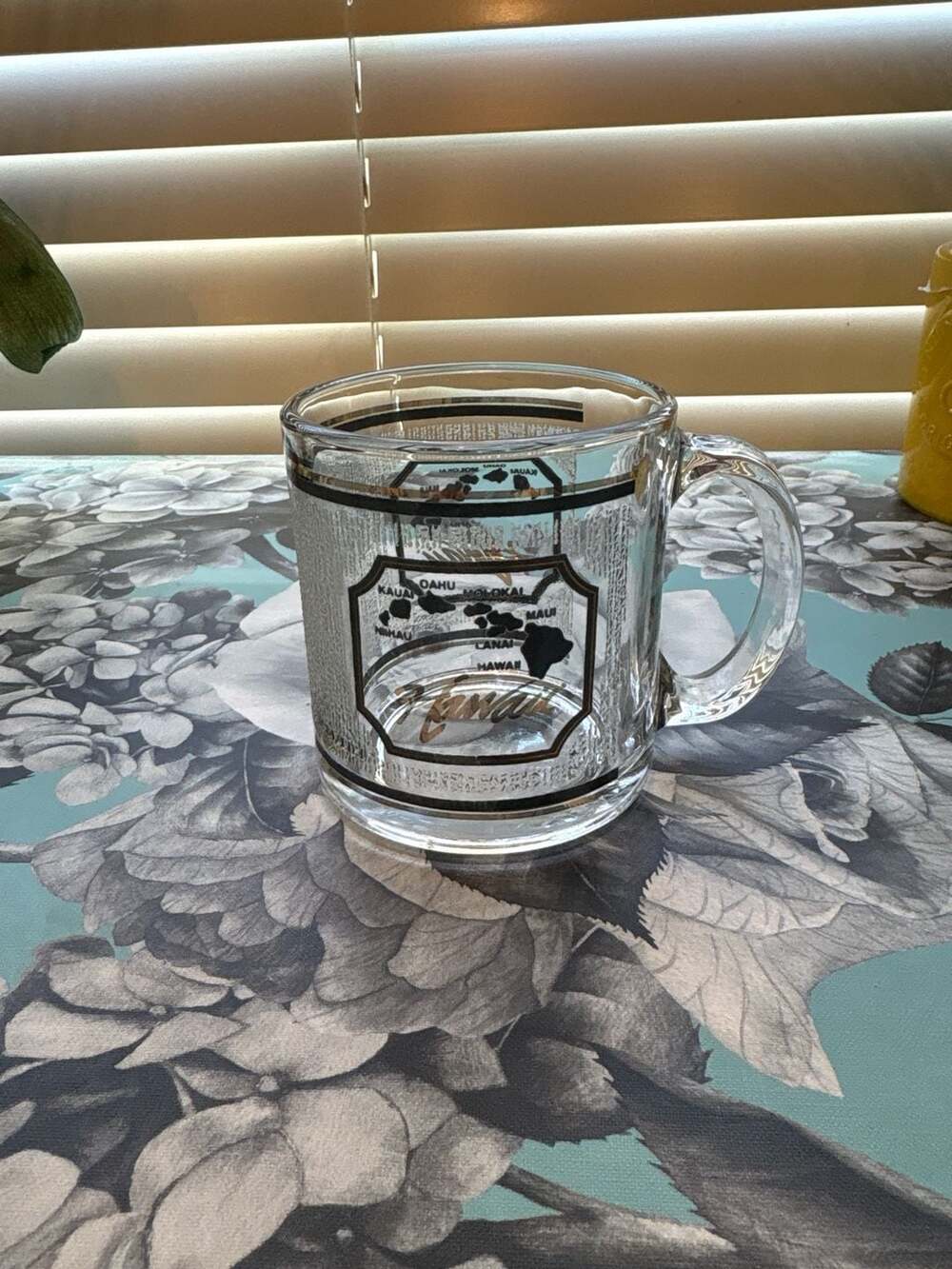 Vintage Culver Hawaii Souvenir Glass Mug with 22K Gold Trim and Textured Icicle